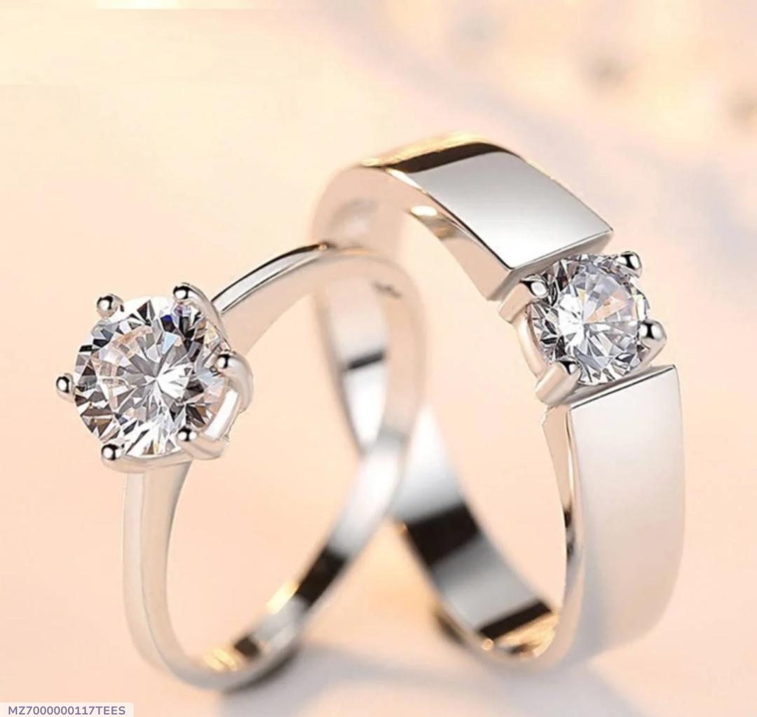 Silver Plated Couple’s Adjustable Ring – Unisex Matching Jewellery Set