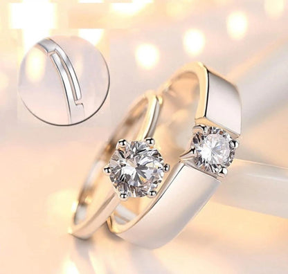 Silver Plated Couple’s Adjustable Ring – Unisex Matching Jewellery Set